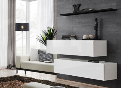 Modern Suite Wall unit Wall Shelf Wall Cabinet White Luxury Furnishings Designer